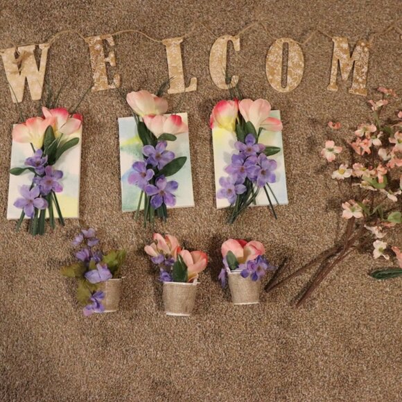 11-piece spring decor set, pastel colorful happy springtime decorations - Picture 2 of 3